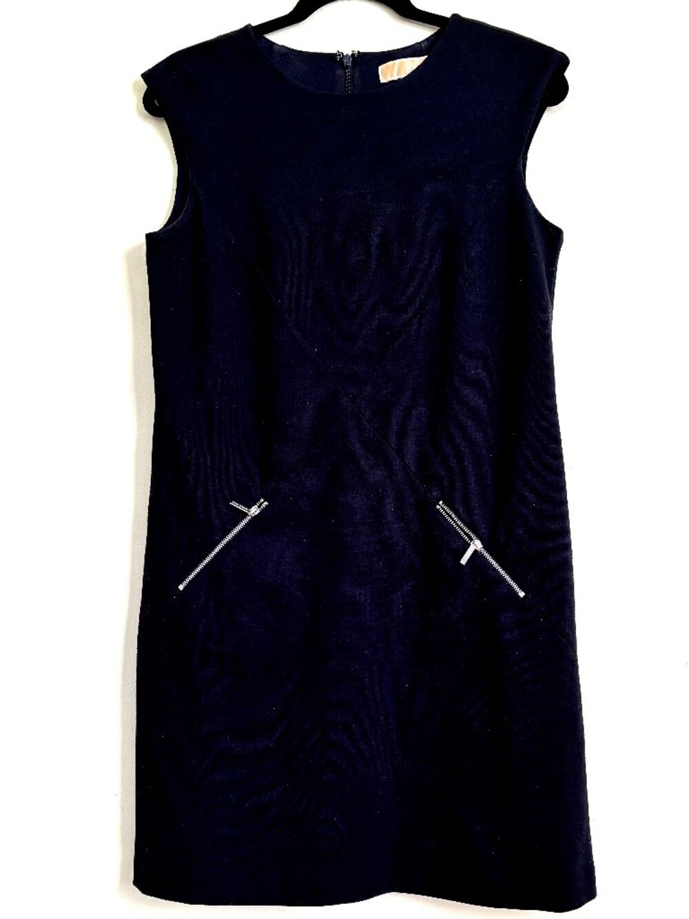 Michael Kors Black Sleeveless Shift Dress with Zipper Pockets. SZ M